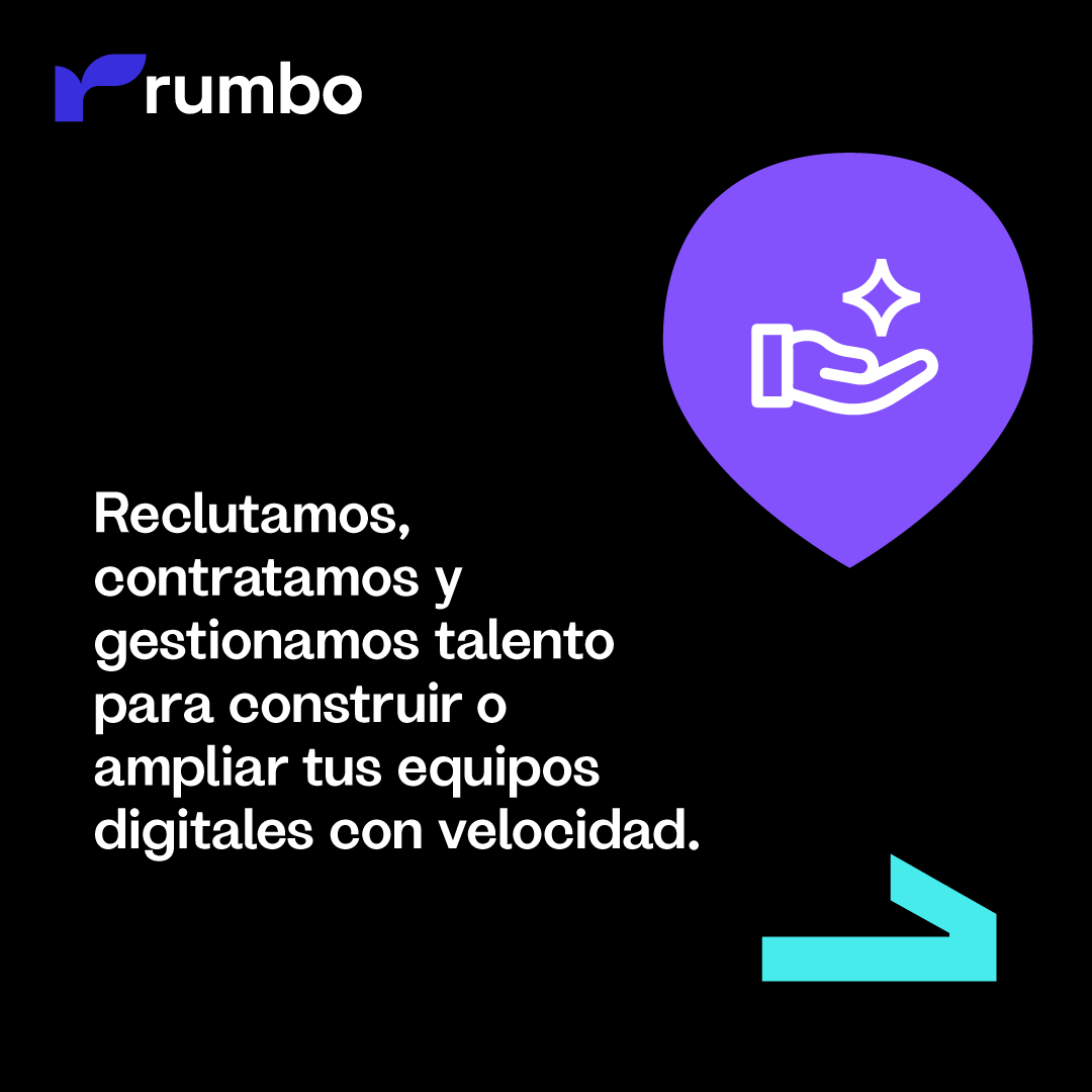 Reclutamos, contratamos — ink con pin purple y flecha cyan